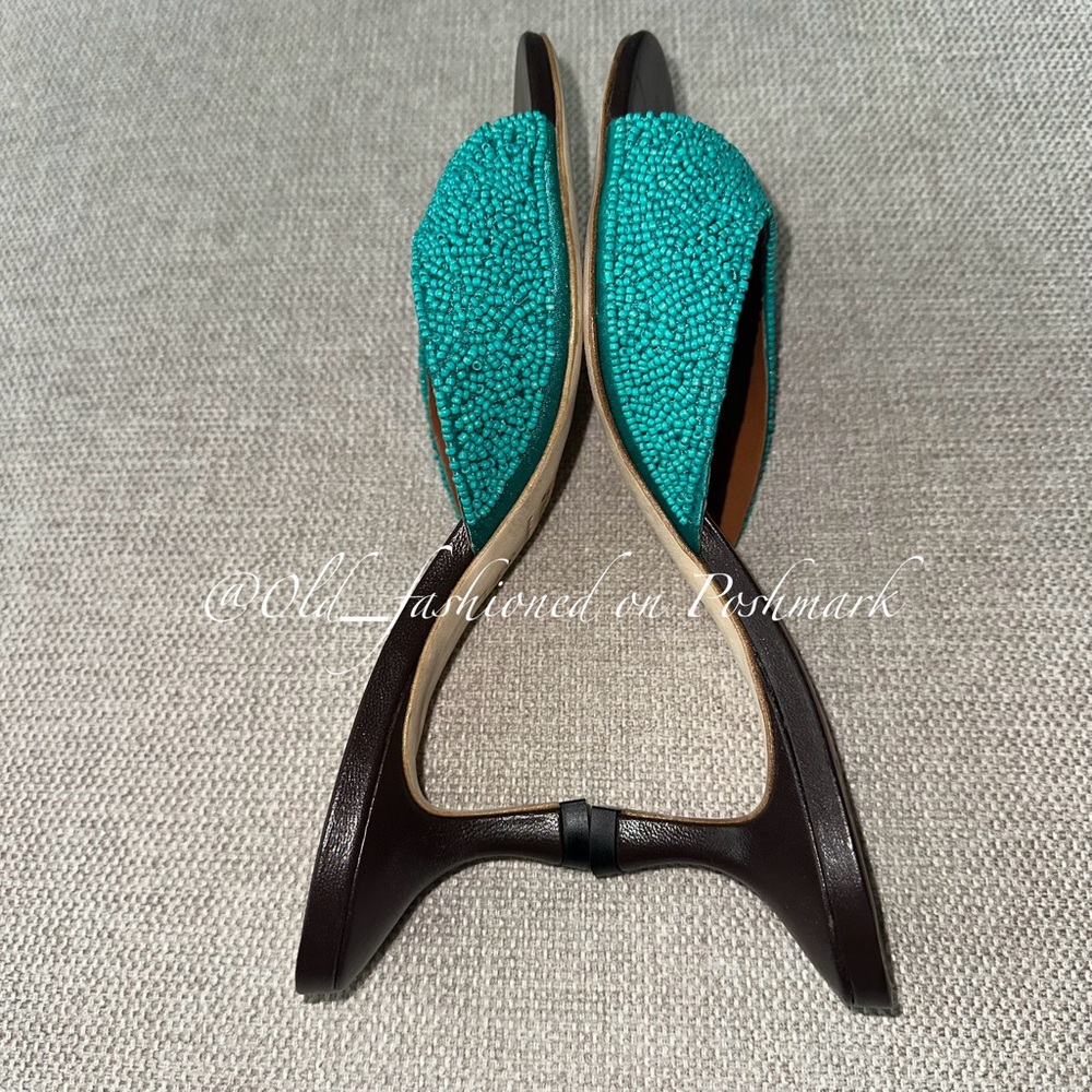 STAUD Brigitte Beaded Slide Sandals - Teal - Picture 12 of 16